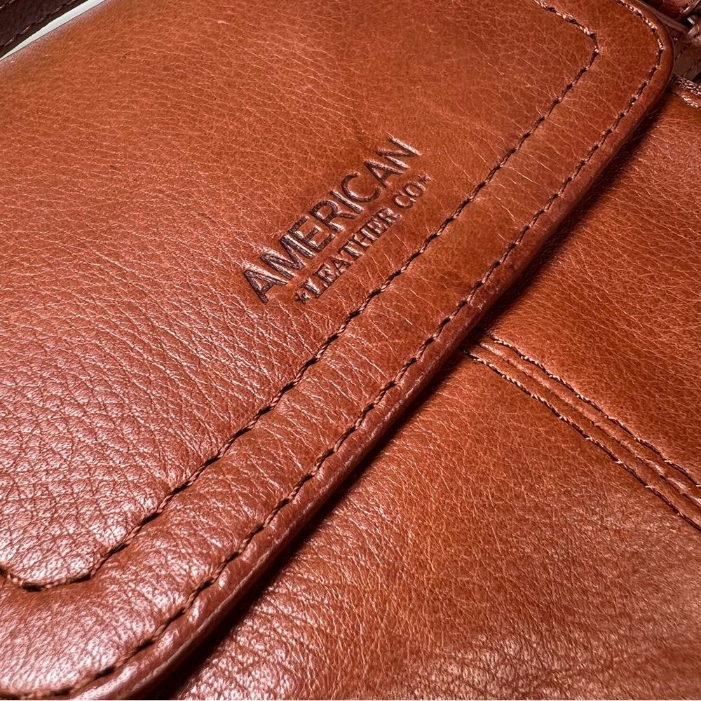 American Leather Kansas Crossbody HandBag 100% Genuine Leather Purse Multi-Pocke - Picture 3 of 10